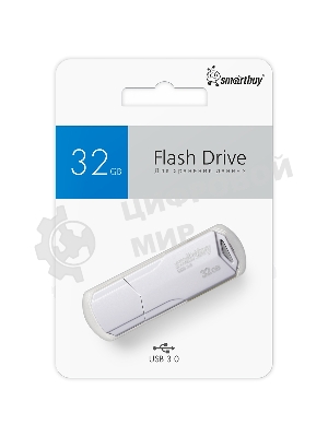 Флешка USB Smartbuy CLUE White (SB32GbCLU-W3), 32Gb, USB 3.0/3.1, R/W 40/25, белый