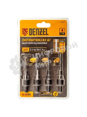 Набор сверл под конфирмат Denzel 3-5 мм, 4 шт