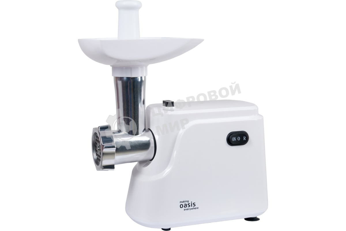 Мясорубка электрическая OASIS MG-TK1 белый, 1500 Вт, 1.8 кг/мин, реверс, защита от перегрузки, насадки - 4