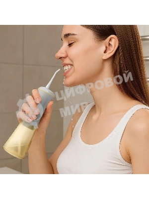 Ирригатор Kitfort КТ-5943 серый/желтый, от аккумулятора, 350 мл, 5 режимов