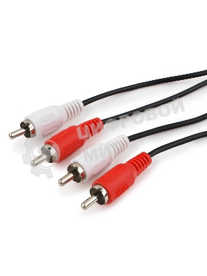 Кабель аудио Cablexpert CCA-2R2R-10M-N, 2xRCA/2xRCA, 10м, черный, пакет