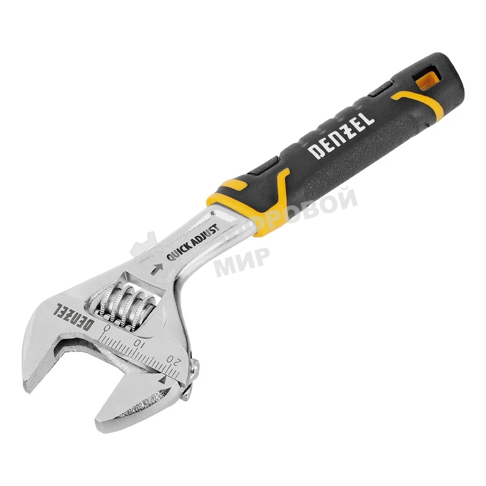 Ключ разводной Denzel 150 мм (раскрытие до 23 мм), CrV, с быстрым сбросом, кованый, TPR рукоятка