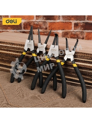 Набор из 4-х съемников стопорных колец Deli DL20521-4175мм, сталь HRC50-54, прорезиненная рукоять, блистер