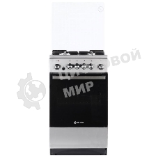 Плита комбинированная De Luxe 5040.41ГЭ (КР) ЧР-010 нержавеющая сталь, конфорок 4 шт, духовка 46 л, 50 см x 85 см x 50 см