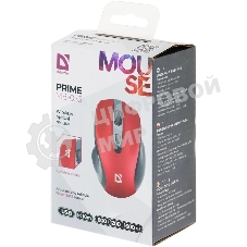 Мышь беспроводная Defender Prime MB-053 красный, 1600 dpi, радиоканал, USB, кнопки - 6