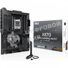 Материнская плата ASUS X870 MAX GAMING WIFI7, AM5, AMD X870, 4xDDR5, 4xSATA, 3xM.2, 1xPCIe 5.0 x16, 2xPCIe 4.0 x16, 1xPCIe x1, 1xHDMI, 2xUSB-C 40Gbps (USB4), 1xUSB-A 10Gbps, 3xUSB-A 5Gbps, 4xUSB-A 2.0, 1x2.5Gb LAN, Wi-Fi 7, Bluetooth 5.4, 3x3.5 мм, 7.1, ATX