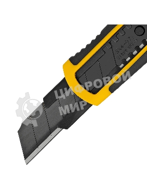 Нож Denzel 18 мм, сменное лезвие, SK4, корпус из ABS + TPR, торцевой зажим