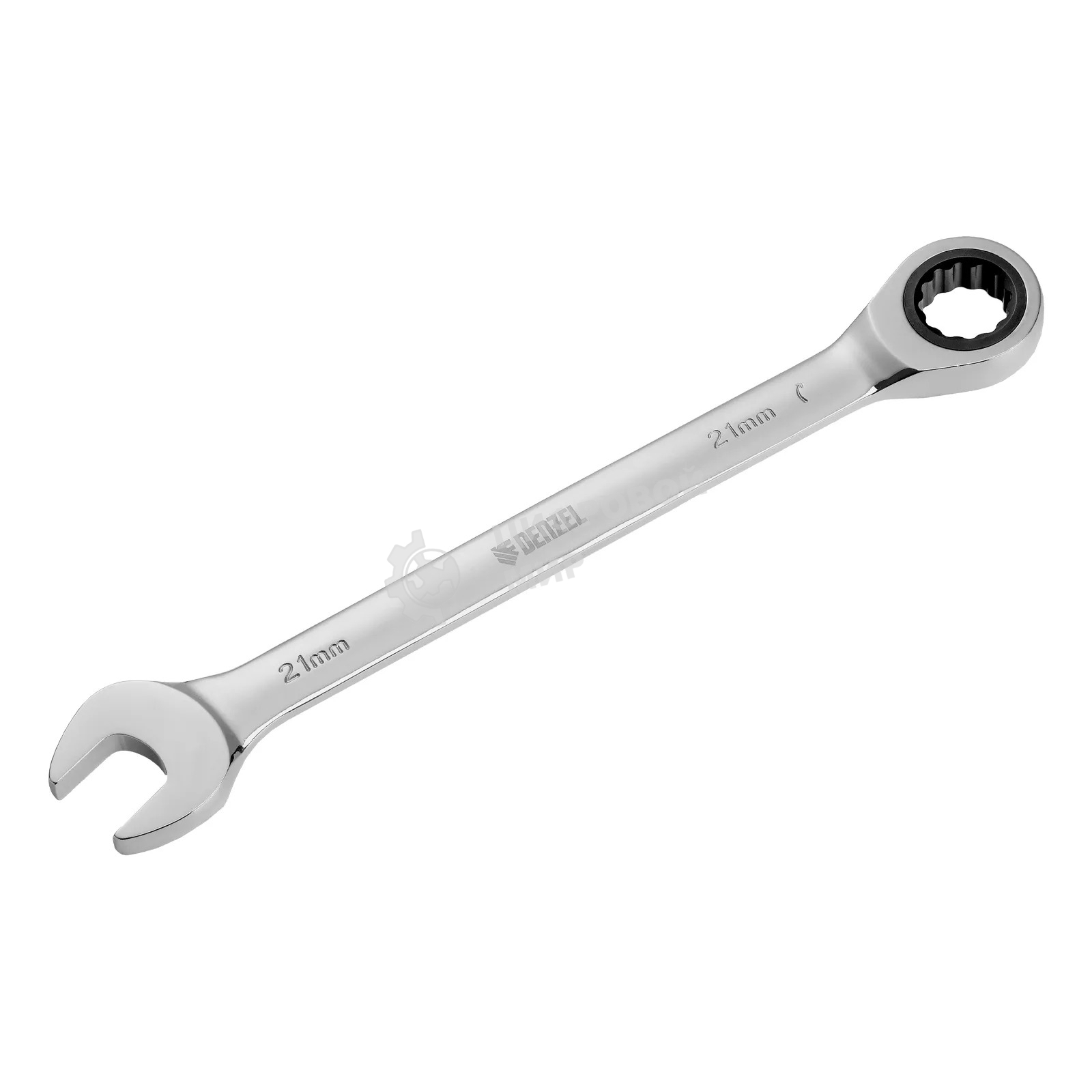 Ключ комбинированный Denzel, с трещеткой, 21 мм