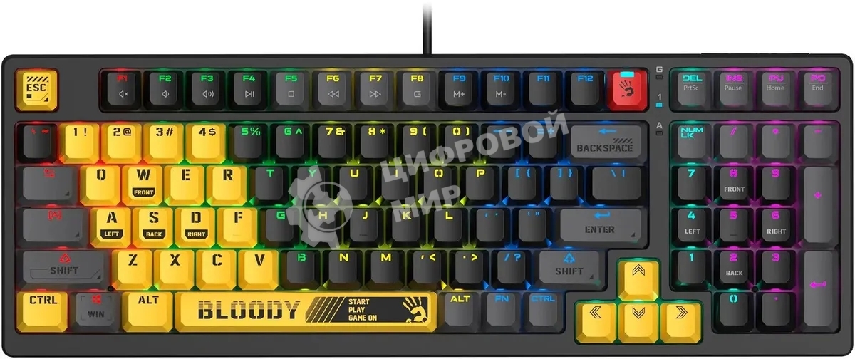 Клавиатура A4Tech Bloody S98 Sports Lime BLMS Plus проводная USB желтый/серый