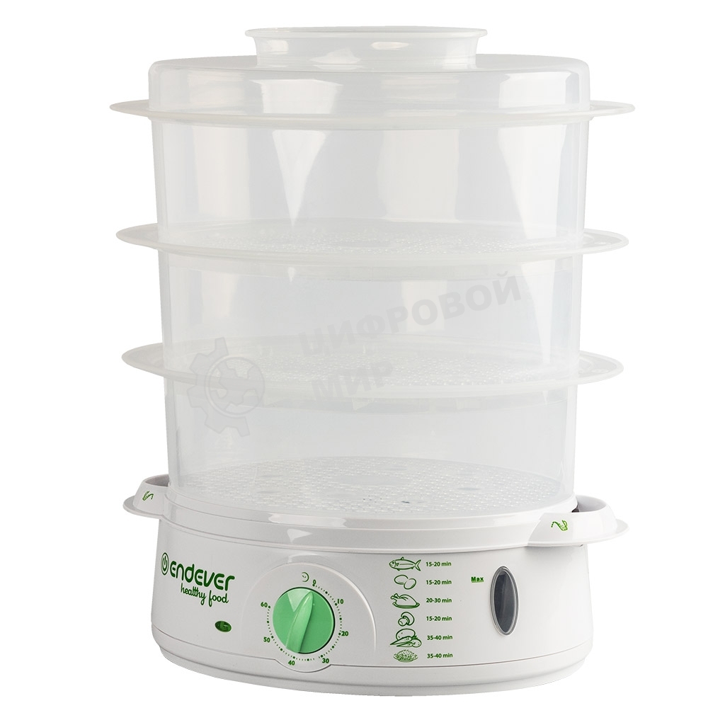 Пароварка электрическая Endever Vita-175, белый/зеленый