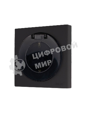 Розетка 1-м СП OSEN с заземл. с крышкой ПБТ механизм черный бархат LEZARD 743-4288-123B