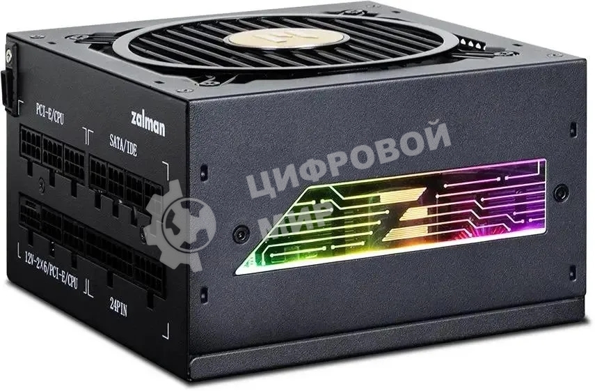 Блок питания Zalman ZM1000-TMX2 VIEW, 1000W, ATX12V v3.0, APFC, 12cm Fan, 80 PLUS Gold Gen5, Full Modular, side ARGb lights, Retail