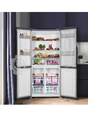 Холодильник LEX LCD450BmID синий металлик трехкамерный 288/129л морозилка снизу, No Frost, Side-by-Side