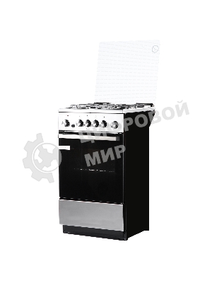 Плита комбинированная De Luxe 5040.41ГЭ (КР) ЧР-010 нержавеющая сталь, конфорок 4 шт, духовка 46 л, 50 см x 85 см x 50 см