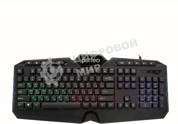 Клавиатура проводная PERFEO (PF_B3410) VISION Multimedia, GAME DESIGN, подсв. 3 цвет USB, черн