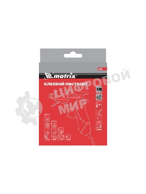 Клеевой пистолет Matrix, 7 мм, 15 (60) Вт, 8 г/мин