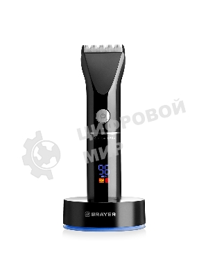 Машинка для стрижки BRAYER BR3400, LED-дисплей, 4 насад, турбо, титан. покр, регу. высоты лезвий