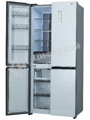 Холодильник Бирюса CD 496 TWG текстурированное белое стекло трехкамерный 334/162л морозилка снизу, NoFrost, Side by Side