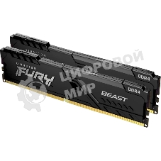 Оперативная память Kingston Fury Beast Black, DDR4, 16GB (2x8GB), 3200 MHz, CL16, с радиатором, чёрный