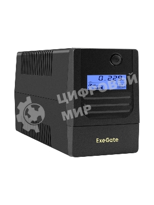Источник бесперебойного питания ExeGate Smart LB-850.LCD.AVR.2SH.USB (850VA/510W, LCD, AVR, 2*Schuko, USB, батарея 12V 9Ah, черный)
