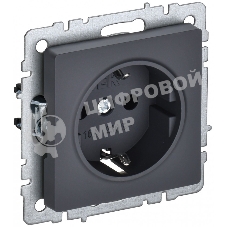 Розетка 1-местная IEK BRITE 16А РС11-1-0-БрГ с заземлением, без защитных шторок, 16А, графит