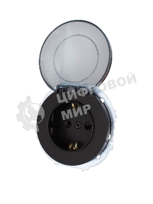 Розетка 1-м СП OSEN с заземл. с крышкой ПБТ механизм черный бархат LEZARD 743-4288-123B