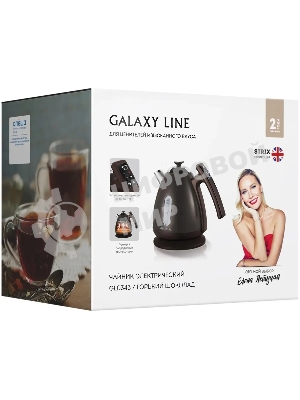 Чайник электрический Galaxy Line GL 0343, горький шоколад, металл, 2200 Вт, 1.7 л
