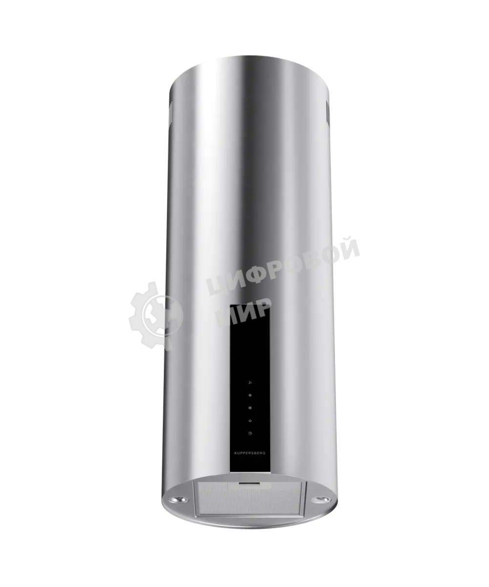 Вытяжка Kuppersberg, цилиндрическая, настенная, 35 см, сенсорное управление, таймер, отвод/рециркуляция, 3 скорости, производительность 850 м3/ч, LED освещение, обратный клапан, уровень шума 68 дБ, угольный фильтр CF110 (опция), цвет нержавеющая сталь