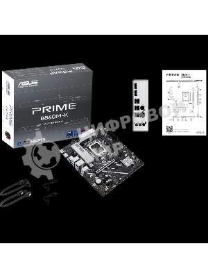 Материнская плата ASUS PRIME B860M-K, LGA 1851, Intel B860, 2xDDR5, 4xSATA, 2xM.2, 1xPCIe 4.0 x16, 2xPCIe 4.0 x1, 1xHDMI, 1xDP, 1x 2.5Gb LAN, 1xUSB-A 10Gbps, 3xUSB-A 5Gbps, 3xUSB-A 2.0, 3x3.5 мм, 7.1, mATX