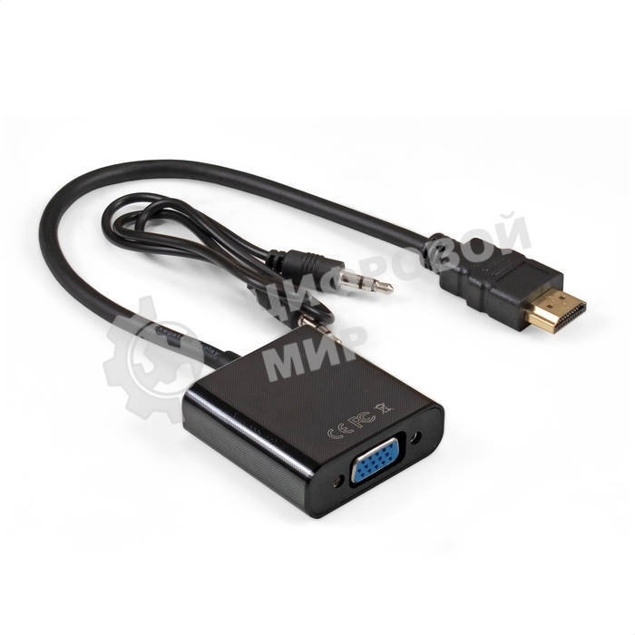 Кабель-переходник HDMI-VGA ExeGate EX-HDMIM-VGAF-3.5JackS-0.3 (19M/15F, 0,3м + аудио 3.5мм Jack M 0,5м) Преобразователь цифрового HDMI сигнала в VGA видео и стерео-аудио