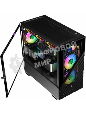 Компьютерный корпус 1STPLAYER DK D7 черный mATX 3x120мм LED fans D7-BK-3F1