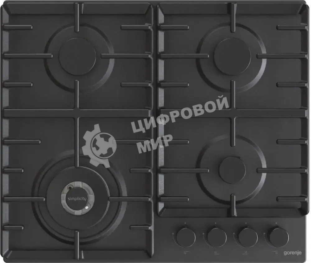 Газовая варочная панель Gorenje GW642SYB, 4 конфорки, эмалированная сталь, черный