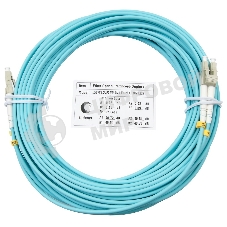 Шнур оптический Cabeus Tight Buffer, Duplex LC/LC, OM3 50/125, LSZH, 10м, d= 3мм, серый хвостовик, аква