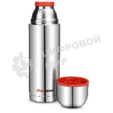 Термос Starwind 20-1000 1 л, серебристый/красный, картонная коробка