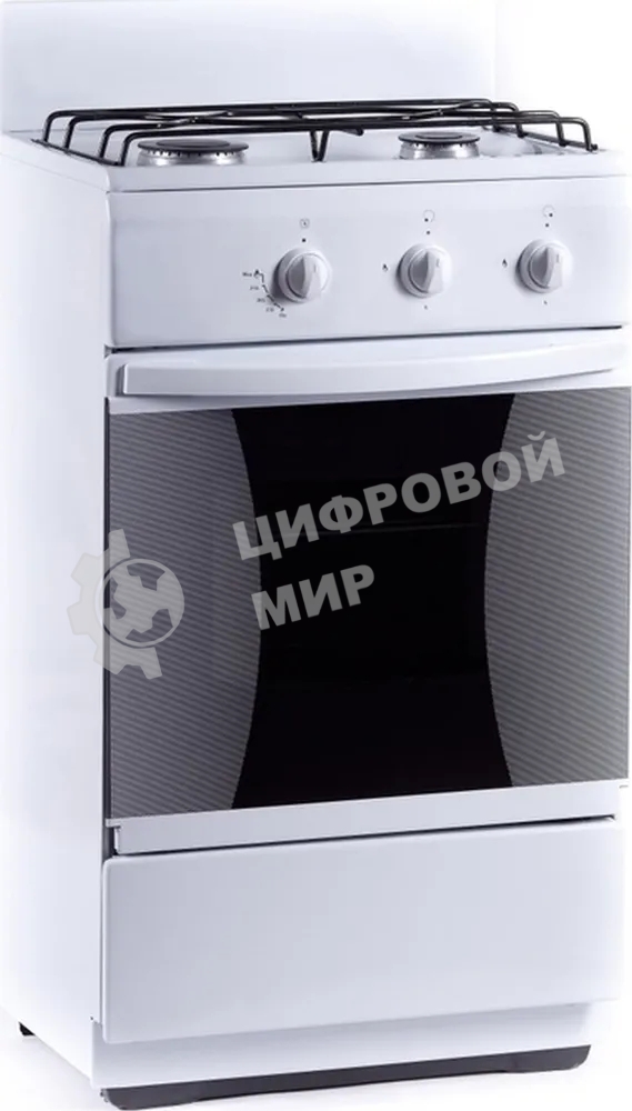 Плита газовая Flama CG 3202 W/B белый, конфорок 2 шт, духовка 30 л, 50 см x 85 см x 38 см