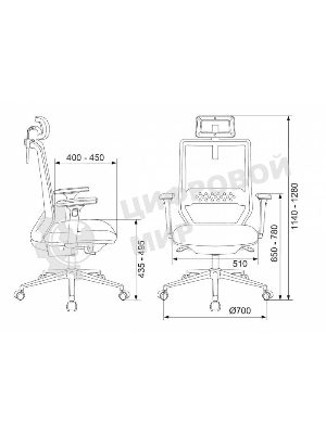 Кресло Бюрократ MC-612N-H TW-01 черный, сетка, подголовник
