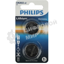 Элемент питания литиевый CR2032 (блист. 2шт) Philips Б0062716