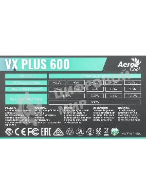 Блок питания Aerocool/Formula VX-600 PLUS, 600Вт 120мм, черный