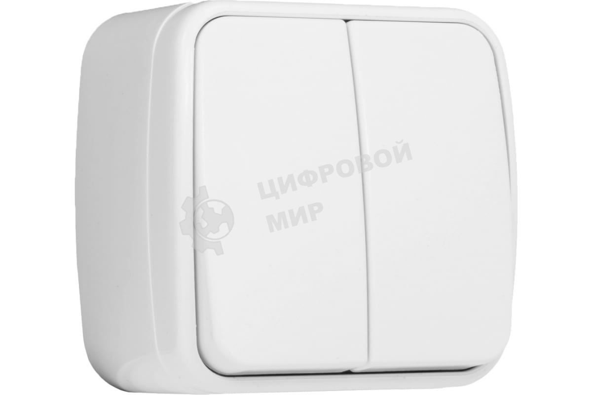 Выключатель 2-клавишный ОП 10А белый Минск EKF Basic