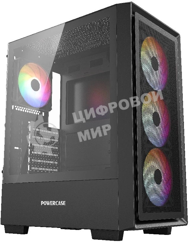 Компьютерный корпус Powercase Mistral AY4B ARGb, Tempered Glass, 4x 120мм ARGb Fans, черный, ATX (CMAYB-A4)