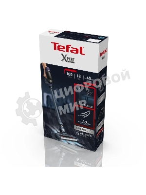 Пылесос вертикальный Tefal TY6838WO серый/фиолетовый, питание от аккумулятора, 100 Вт, уборка сухая, пылесборник 0.55 л