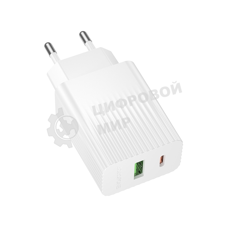 Сетевое зарядное устройство BOROFONE (6941991122767) BAS74A 1USB+1Type-C 3.0A QC3.0 PD 20W White
