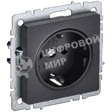 Розетка 1-местная IEK BRITE РС14-1-0-БрЧ (BR-R14-16-K02) с заземлением, с защитными шторками, 16А, черный