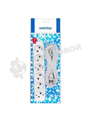 Удлинитель Smartbuy, 6 гнезд 10 метров 10А/2,2 кВт без заземления ПВС 2х1,0 (SBE-10-6-10-N)