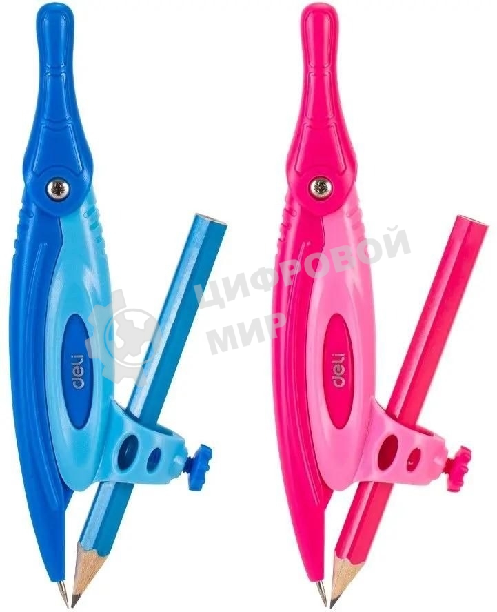 Циркуль Deli EG20102, металл, удлинитель, в комплекте: карандаш