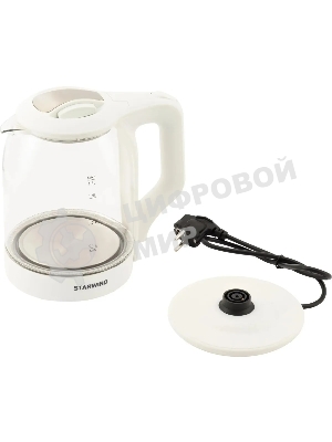 Чайник электрический StarWind SKG1056 1.8 л, 2000 Вт, белый/прозрачный