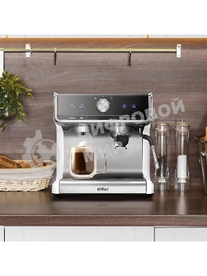 Кофеварка рожковая Kitfort КТ-7170 серебристый/белый, исп. кофе - молотый, 2,8 л, 2900 Вт, 20 бар