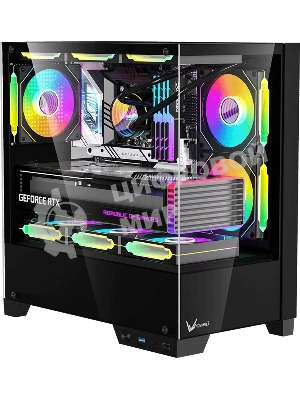 Компьютерный корпус AeroCool/Formula Crystal Z1M Plus FR черный без БП mATX 5x120мм 2xUSB 3.0 1xUSB3.1 audio bott PSU