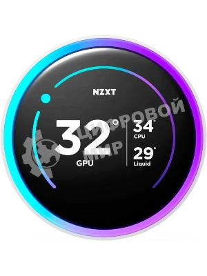 Система жидкостного охлаждения для ПК/Water Cooling System NZXT Kraken Elite 280 RGb (250W, 280мм, LED temp., белый/Fans: 2x140мм, 98.61CFM, 34.5dBA, 2000RPM/Pump height 65мм, 2800RPM, Rad thickness 27мм/S: 1851, 1700, 1200, 115X, AM5, AM4)