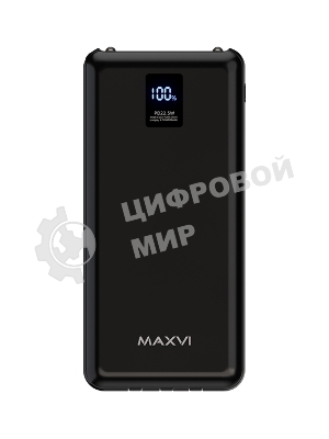 Внешний аккумулятор Maxvi PB10-11 10000 мАч черный 3A, встроенные кабели USB A/Type-C/Lightning
